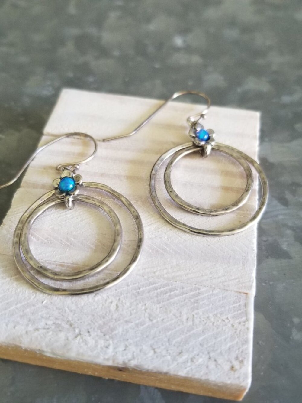 Antiqued Silver-tone Dangle Earrings Fish Hook Wire Bohemian Southwestern Style
